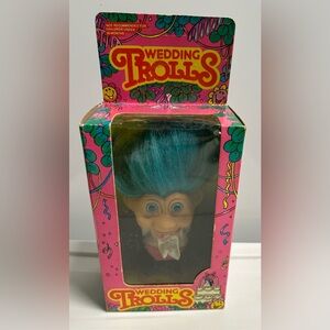 Toys N Things Wedding Trolls Vintage Groom NIB Wedding Tuxedo Blue Hair